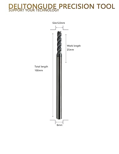 Miniatura 3 de Molino de extremo cuadrado CNC de carburo de tungsteno extra largo de 0.197 in de longitud de 4 pulgadas, 4 fallas adecuadas para aceros de