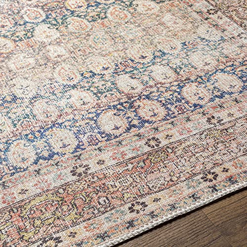 Surya Kemer Damask Washable Area Rug,2'7" X 10',Coral #TOP4