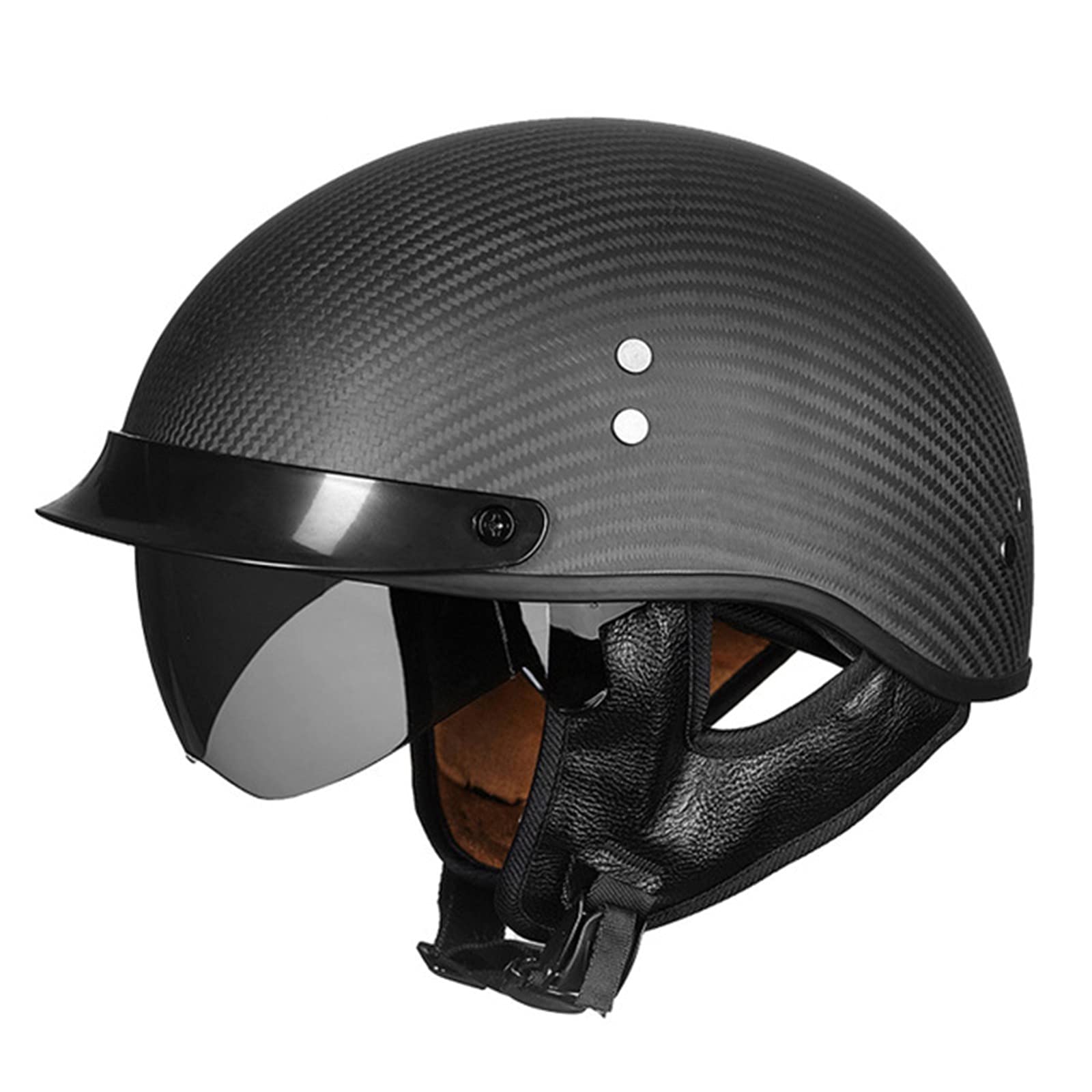 Vintage Duitse Motorfiets Halve Helm, Retro Open Helmen DOT/ECE Goedgekeurd, Volwassen Mannen Vrouwen Cap Met Zonneklep For Fiets Cruiser Scooter (Color : K, Size : XL(61~62cm