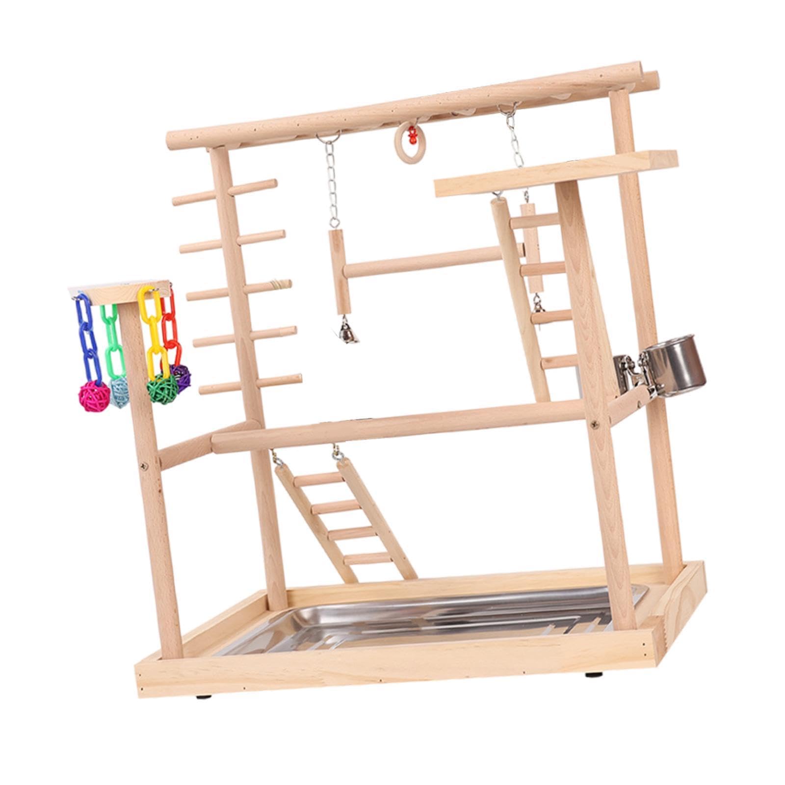 Parco Giochi for Uccelli in Legno Centro attività Fisica Arrampicata con mangiatoia Tazza Pesce persico Palestra Supporto da Gioco in Legno for parrocchetti Cockatiels