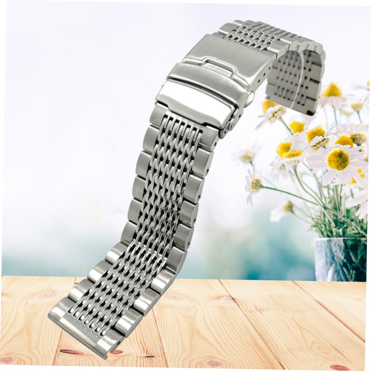 KOMBIUDA Bracelet de Montre de 20mm en Acier Inoxydable, Argenté