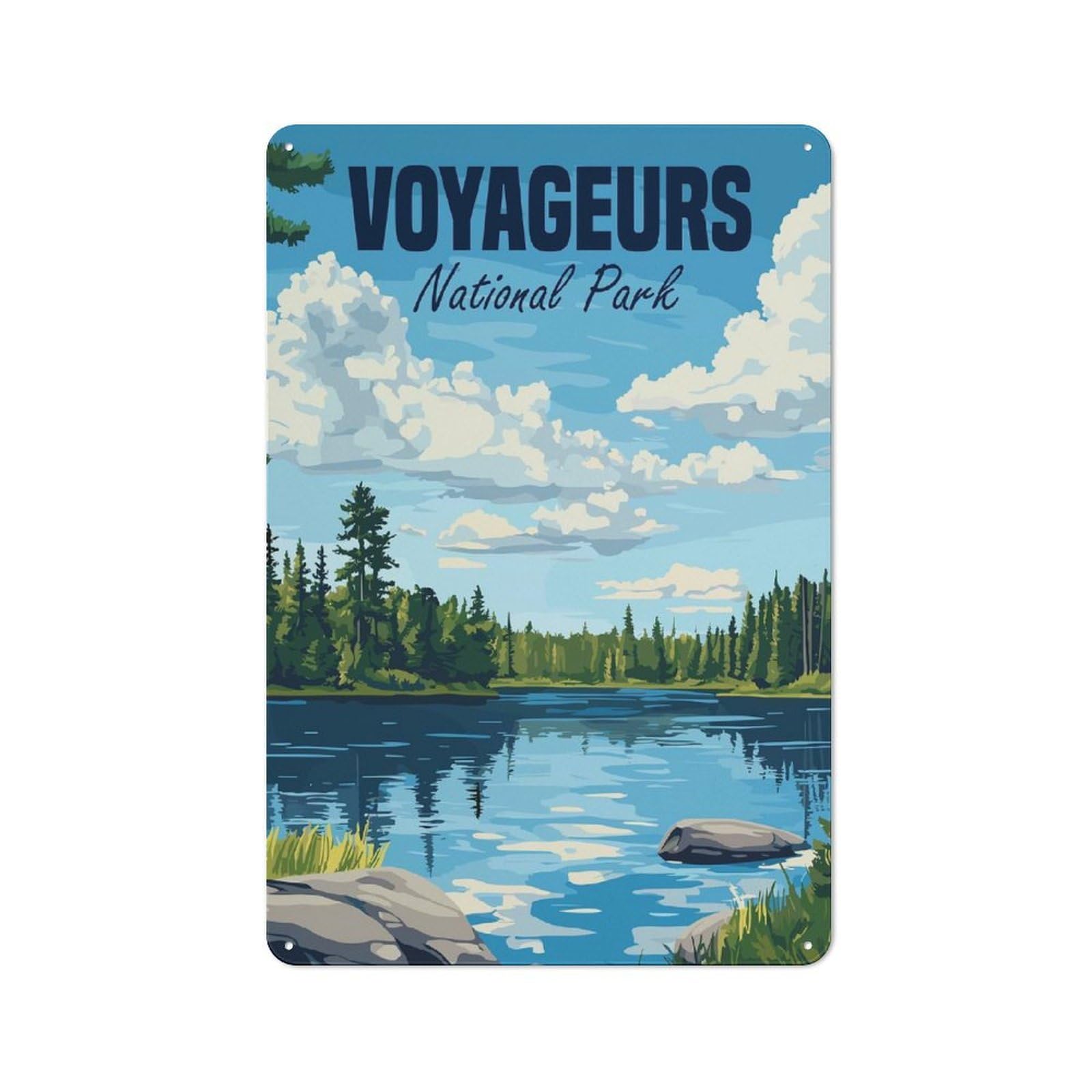 Understated Voyageurs National Park Metal Wall Plaque 30x20cm, Creative Space Decor for Office, Study, Studio Or Hallway