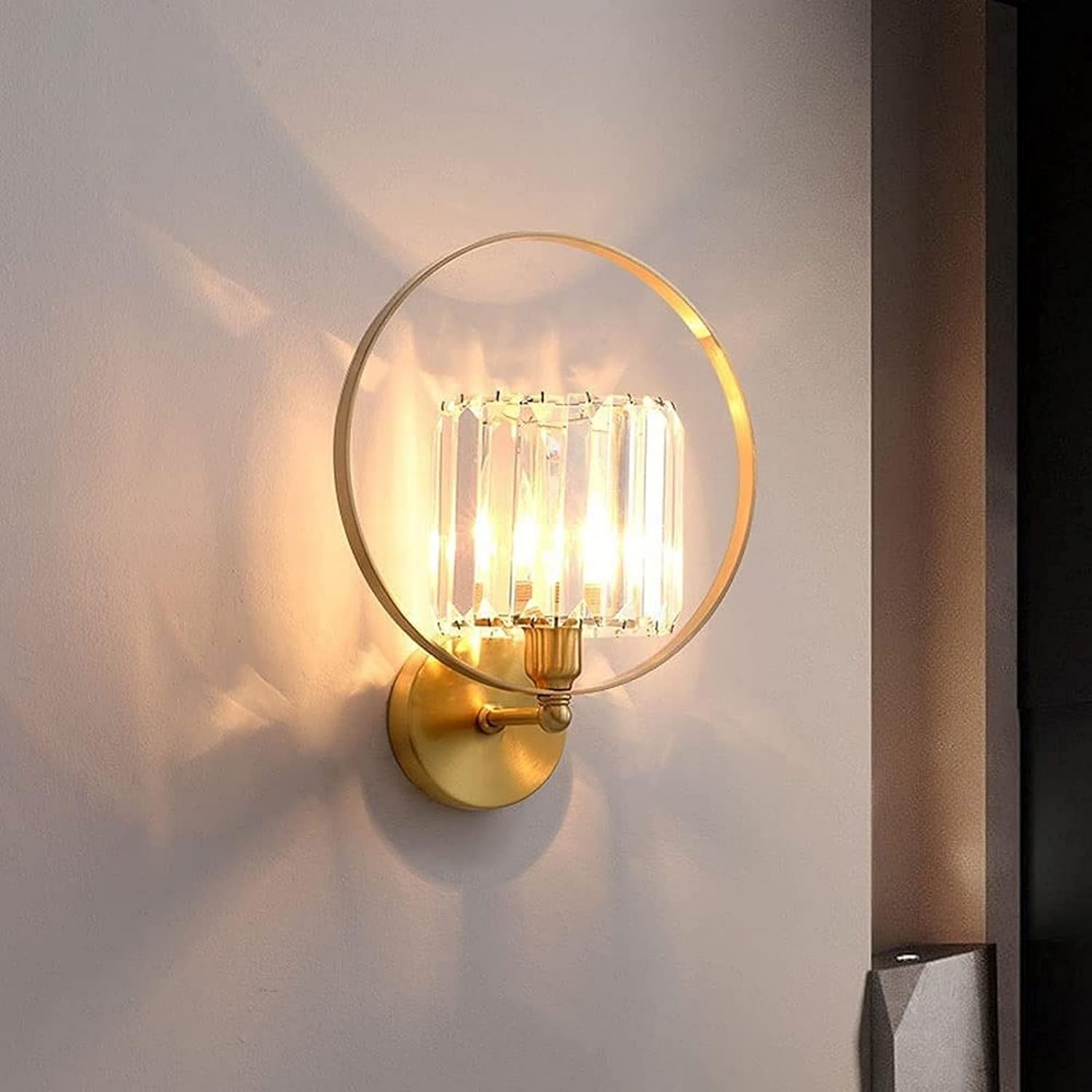 HYJAUSXB Crystal Shade Wall Sconce Light Simple Brass Wash Lights Modern Copper Lamp Fixture E14 Decor Lighting Fixtures, Pendant