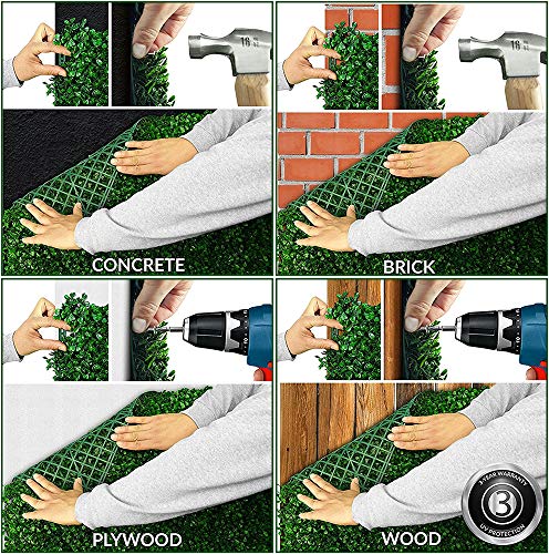 Kdgarden 16Pcs 20"X20" Artificial Boxwood Panels Topiary Hedge Plant Uv Protected Faux Grass Wall Greenery Mats For Outdoor Garden Fence Backyard And Indoor Home Wedding Decoration, Dark Green #TOP5