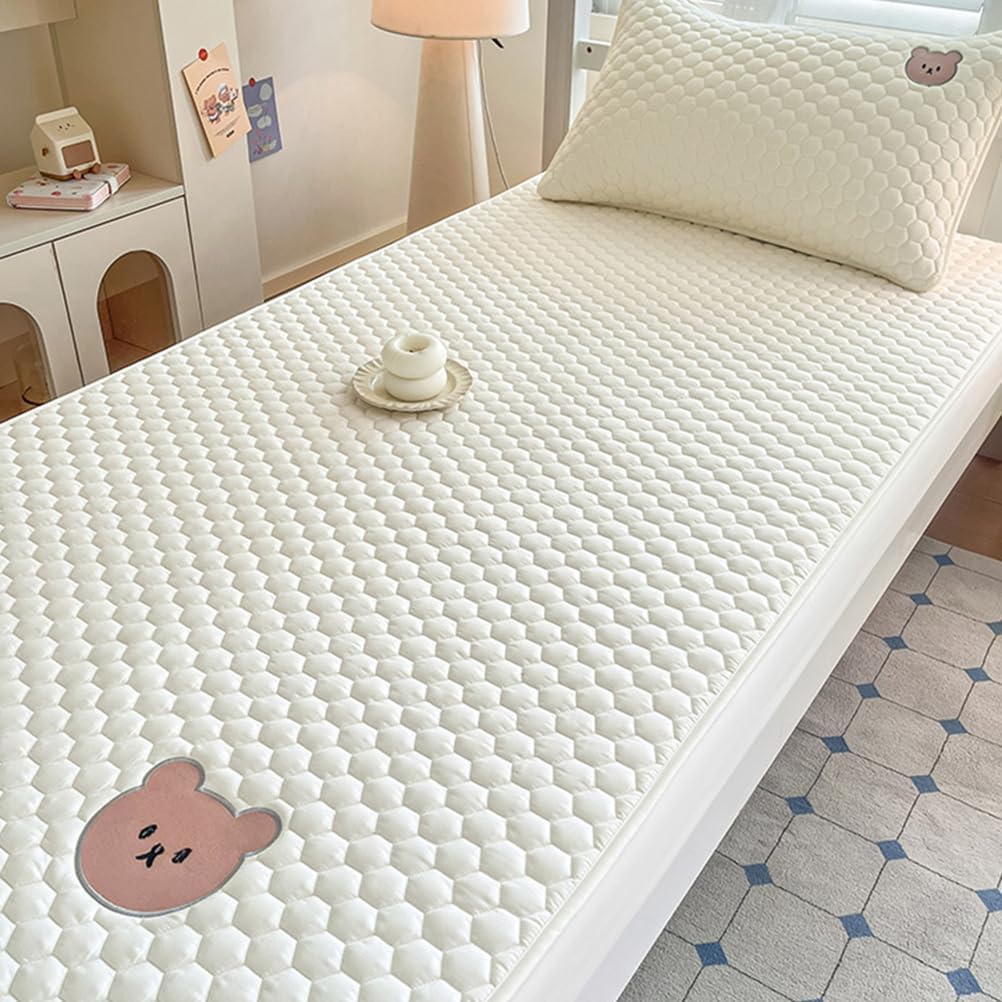 Pink,90 * 190cm,LDLCYCN Dustproof Mattress Protector Twin Size Bed Cover Quilted Fitted Sheet Mattress Cover Breathable Mattress Pad Cover for Home Bedroom Hotel Student Dormitory Washable