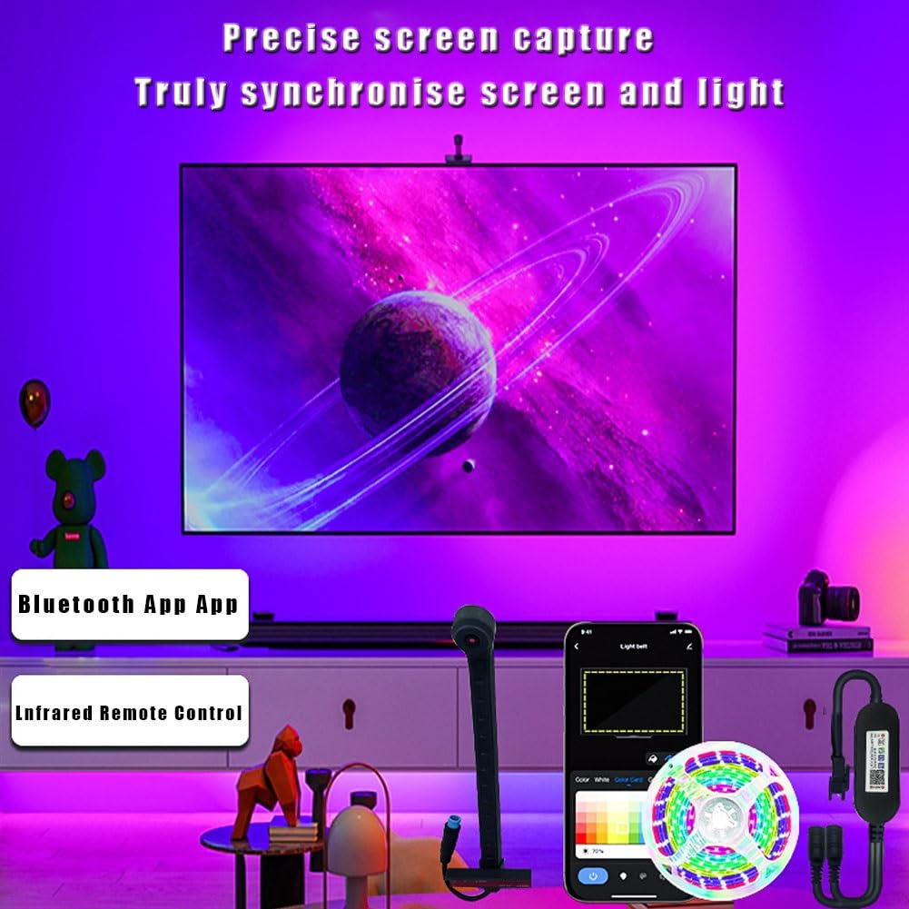 Striscia luminosa a LED for TV,luce gioco a LED con fotocamera su schermo,barra luminosa ambientale for TV con display da 55-75 pollici,barra luminosa LED con sincronizzazione della luce dello schermo