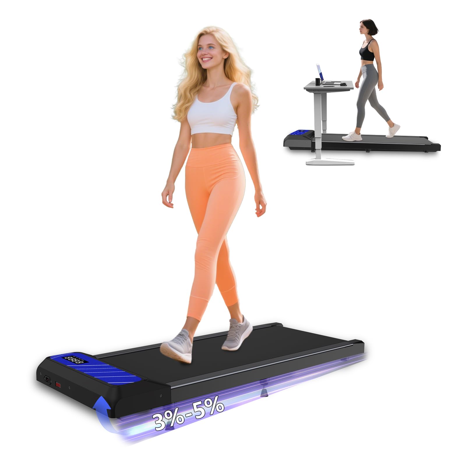 Walking Pad,Under Desk Treadmill with Incline, 2 in 1 Portable Treadmills for Home, 2.5HP Low Noise Small Treadmill with Remote Control, Compact Design Walking Jogging Running Machine,265LBS