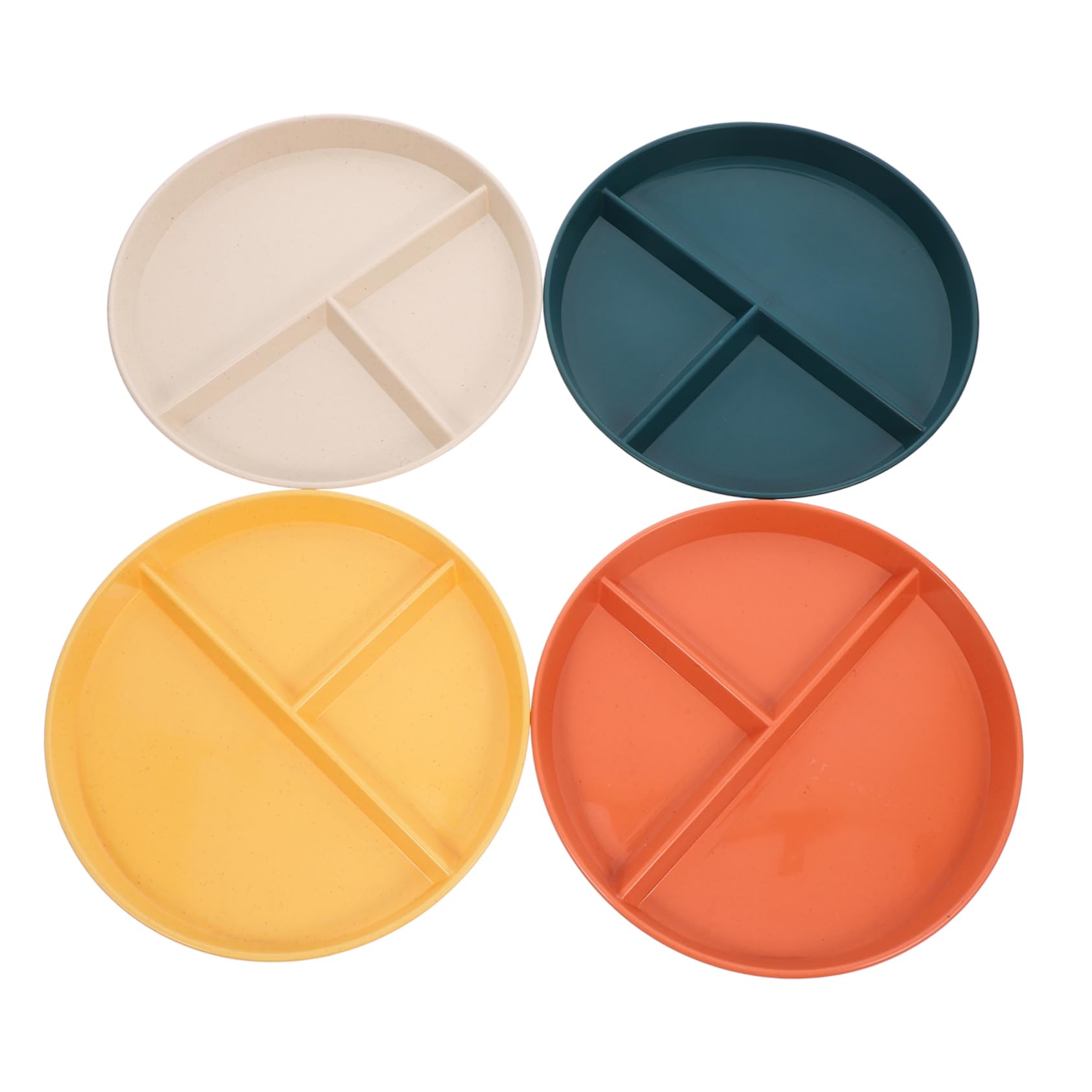 Cabilock 4pcs Boys and Girls' Divided Plates Wheat Straw Snack Plates for Balanced Feeding