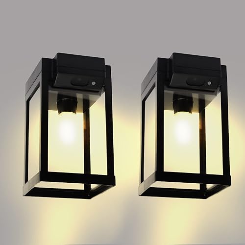 Miniatura 1 de Lámpara solar de pared para exteriores, 2 piezas con 3 modos, inalámbrico del atardecer al amanecer, luces LED IP65, impermeable, cerca de patio,