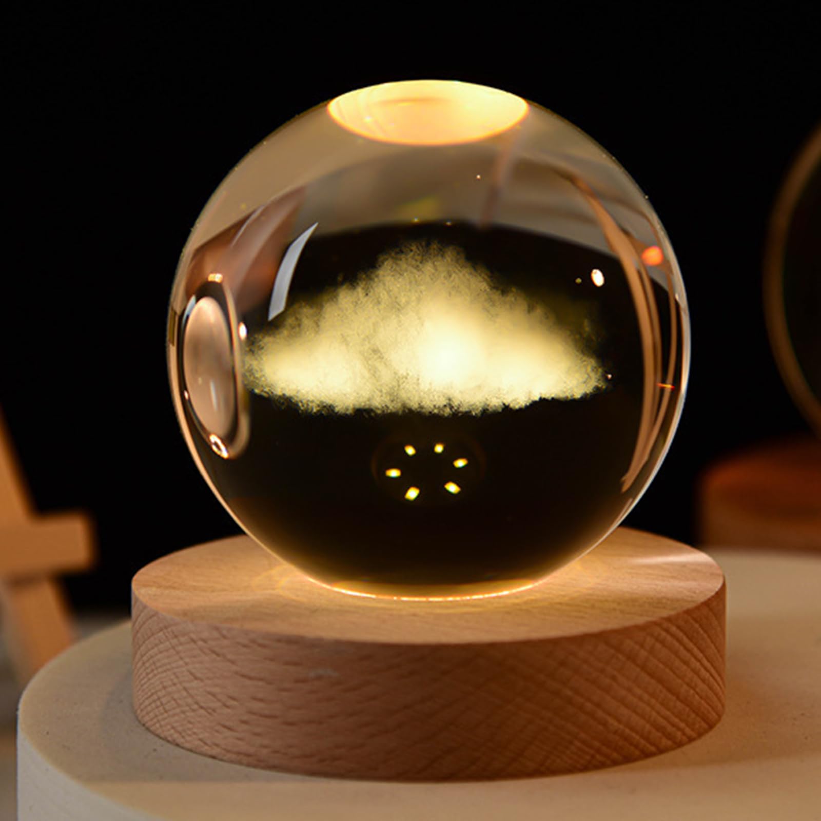 YuchiFa Happyhaves Calming Stellar Spheres - 3D Solar System Crystal Ball Night Light, LED Crystal Space Lamp (6cm/2.4in, #4)