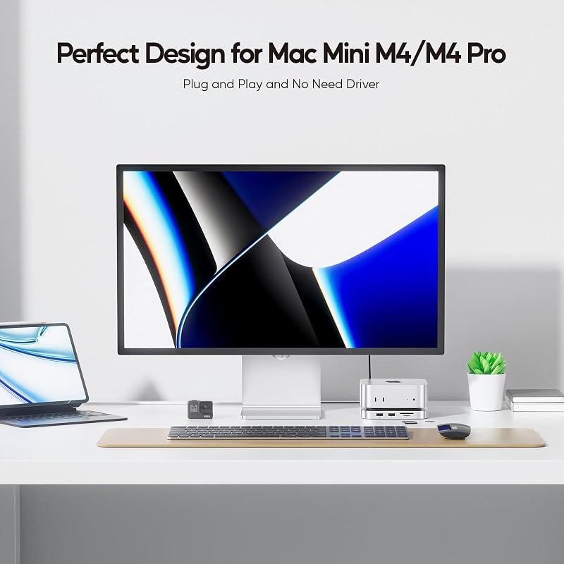 PULWTOP Mac Mini M4 Dock 4TB SSD Ház HDMI 4K USB-C Hub Állvány