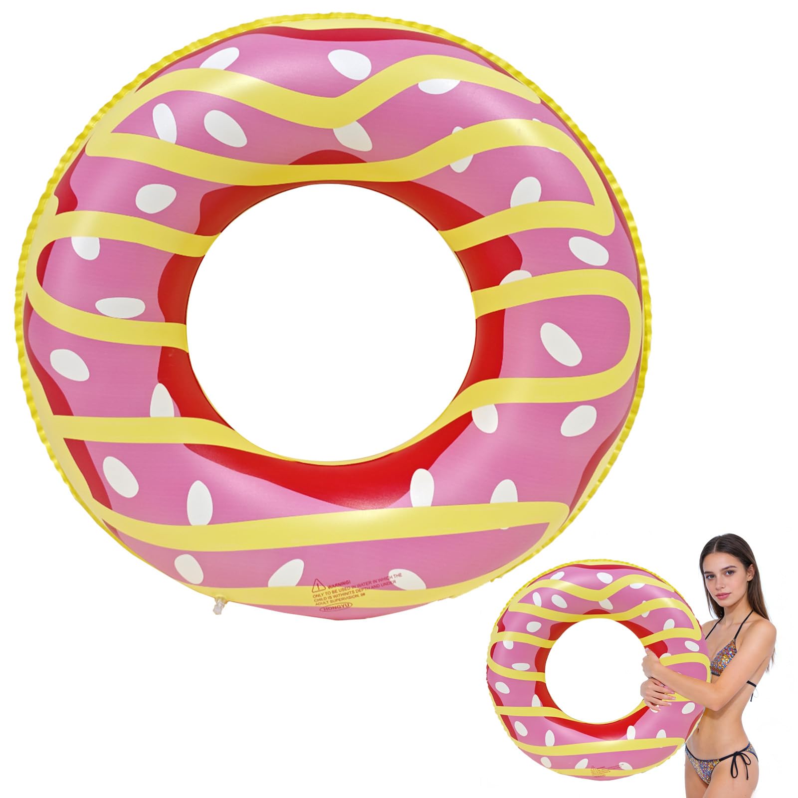 Donut Swimming Ring Inflatable Rubber Rings for Adults,90cm Pink Doughnut Inflatable Pool Ring Floaties Swim Rings Water Float Inflatables Pool Float for Women Beach Summer Water Party