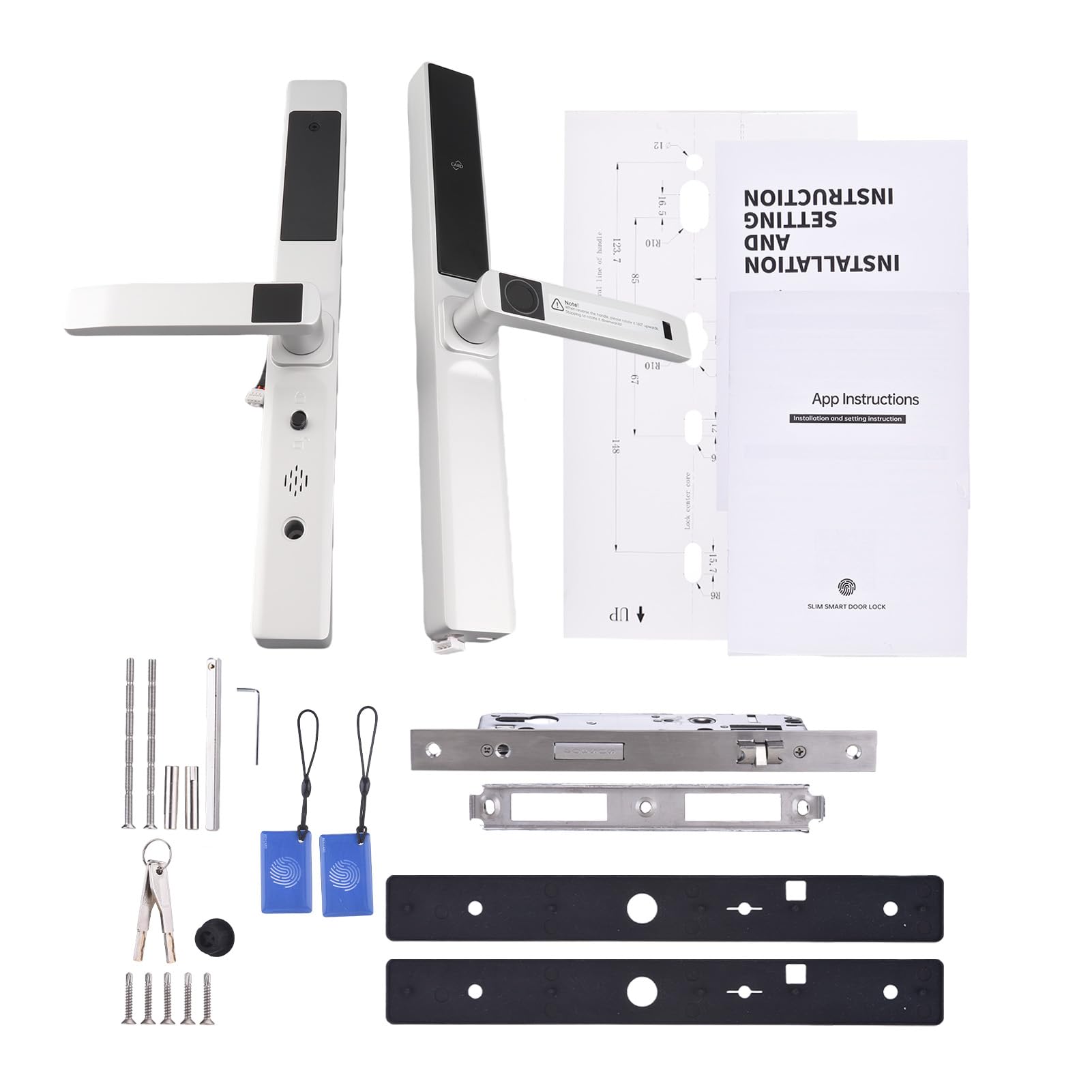 Cuifati Cerradura de Puerta con Huella Digital, WiFi, Control por App sin | Cerradura de puerta inteligente con 5 métodos de desbloqueo, aleación de aluminio, para puerta de entrada, hogar, oficina