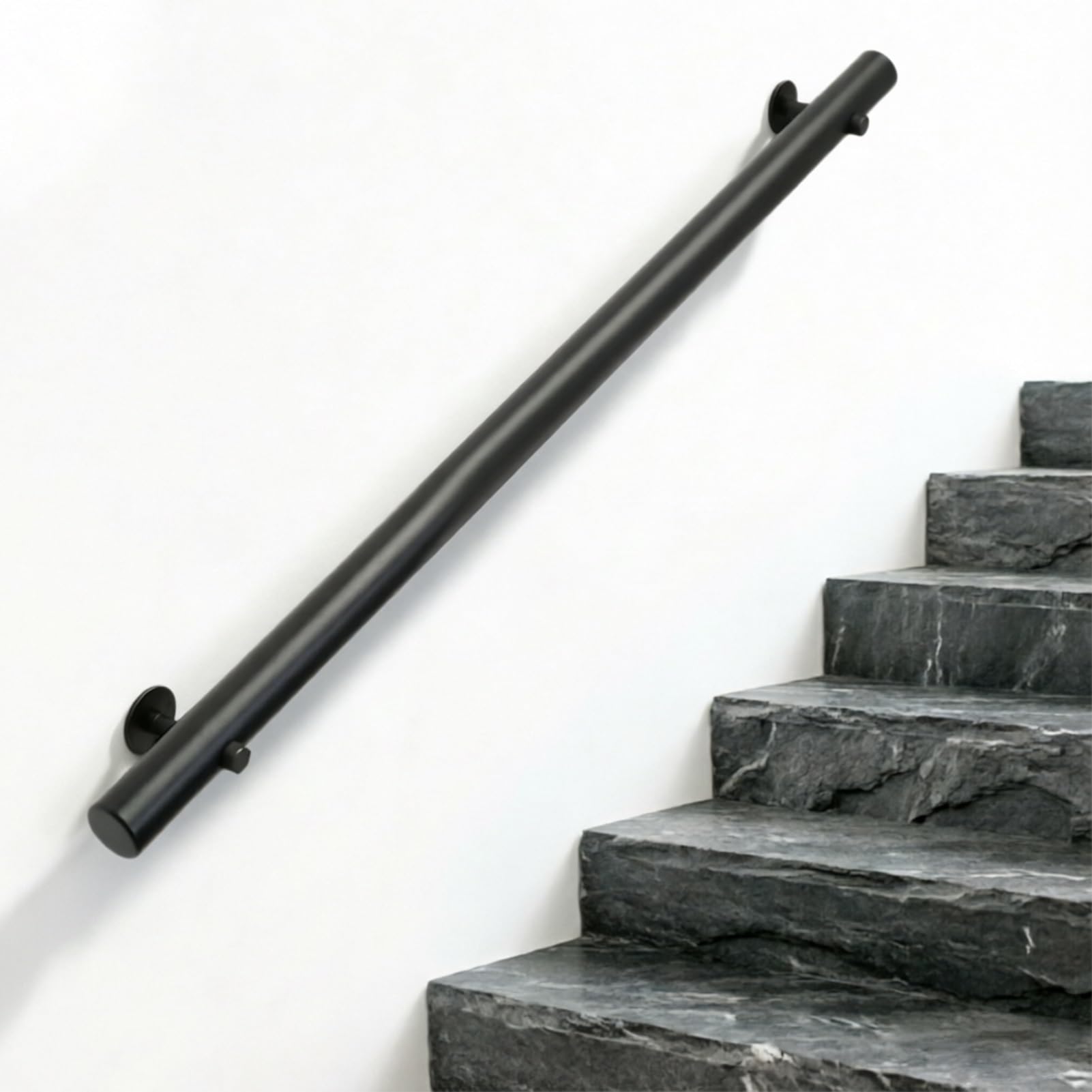 Wooden Handrails for Stairs Staircase Railings - 10ft/11ft/12ft/13ft Black Round Wall Banister Hand Rails(9ft/270cm)