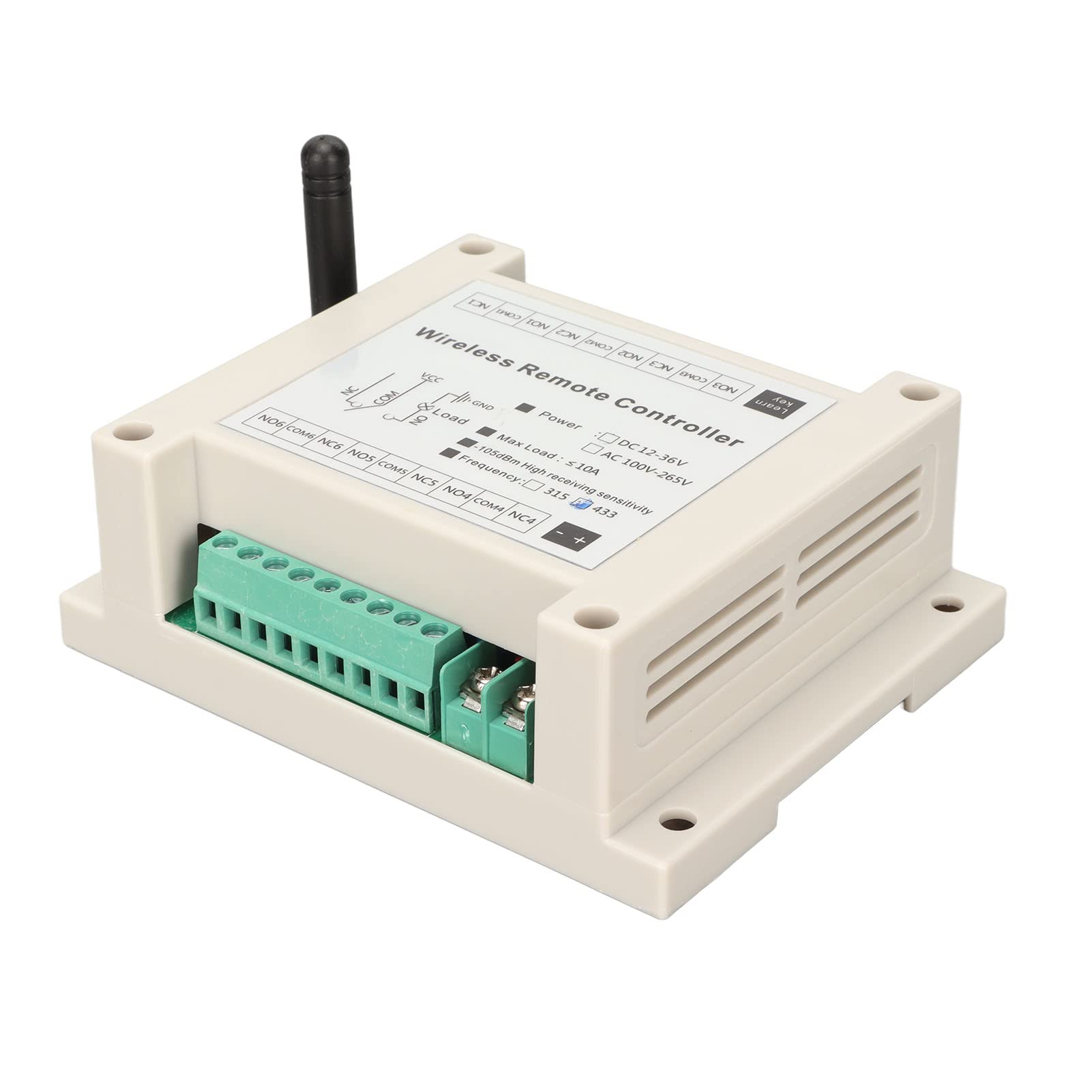 Interruptor Remoto de Relé de 12 V CC, Interruptor de Control Remoto RF Inalámbrico, Módulo de Relé de 6 Canales, Kit de Receptor Transmisor de 433 MHz con Receptor para Abridores de Puertas de Garaje