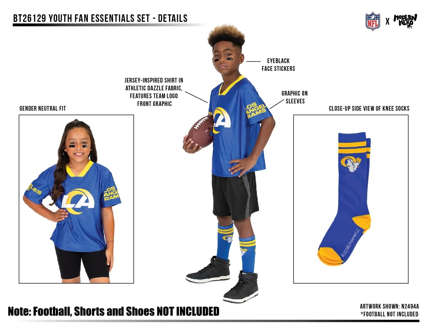 NFL Officially Licensed Detroit Lions Toddler Essentials Set Includes Short Sleeve Jersey, Eye Blacks and Matching Socks, Size 5T (3 Pc Set)