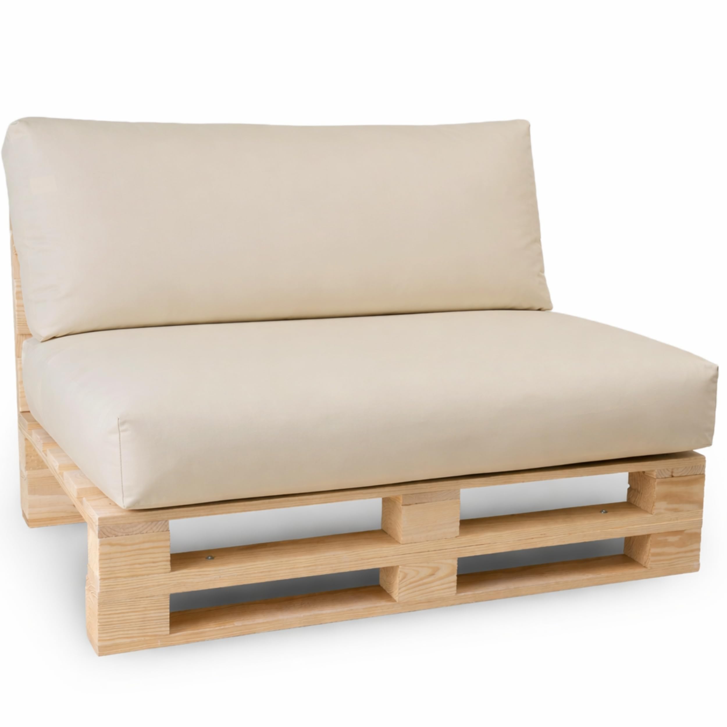 bananair Coussins Palettes Déhoussables, Tissu Imperméable et Anti-UV – Set 1 Assise 120x80 cm + 1 Dossier 120x40 cm (Beige)