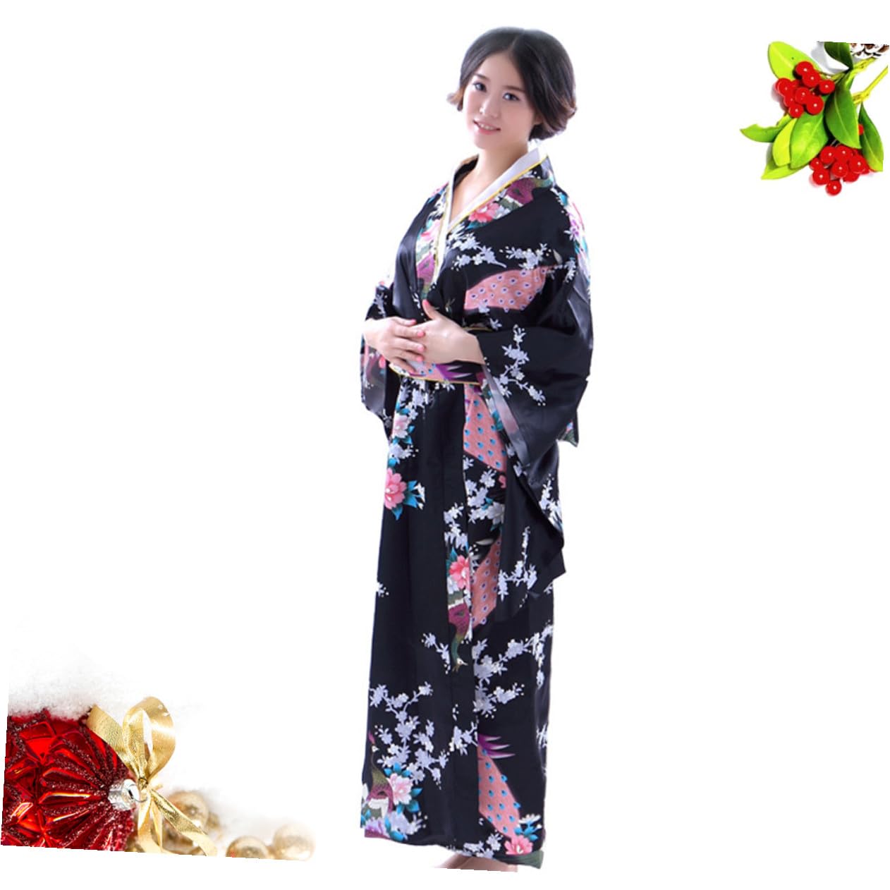 HEMOTON Yukata Japonesa para Mujer Vestido De Baño Tradicional Kimono De Baño Japonés para Fiestas De Tema Asiático Ceremonias De Verano