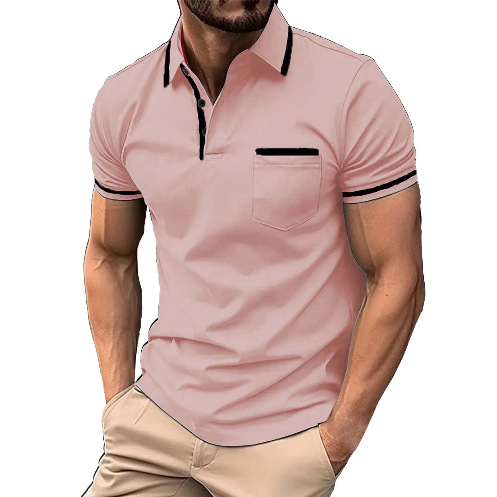 GenericPolo Shirts for Men Casual Short Sleeve Shirts Solid Slim Fit Athletic Dry Fit Moisture Wicking Shirt with Chest Pocket
