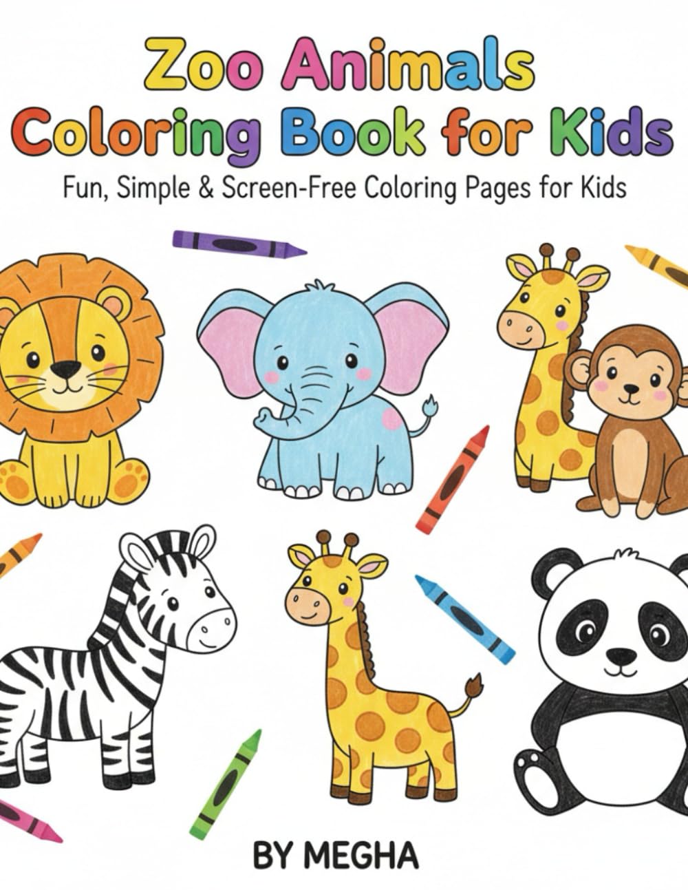 Zoo Animals Coloring Book for Kids: Fun, Simple & Screen-Free Coloring Pages for Kids