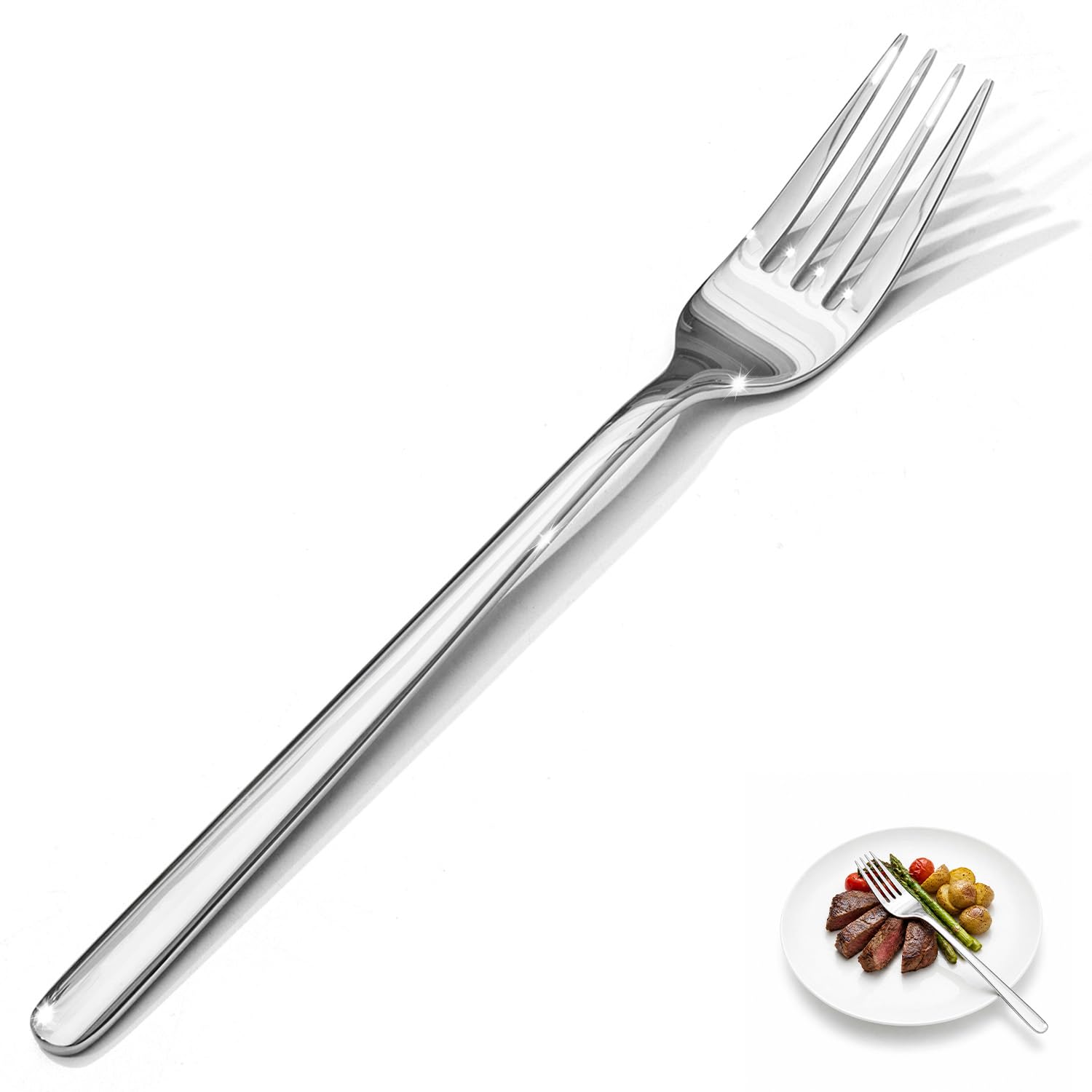 KINGSTONE Dinner Forks Set of 12, 8-Inch 18/10 Stainless Steel Forks Cutlery Table Forks for Home, Kitchen & Restaurant, Dishwasher Safe (Dinner Forks Set, 12-Piece)