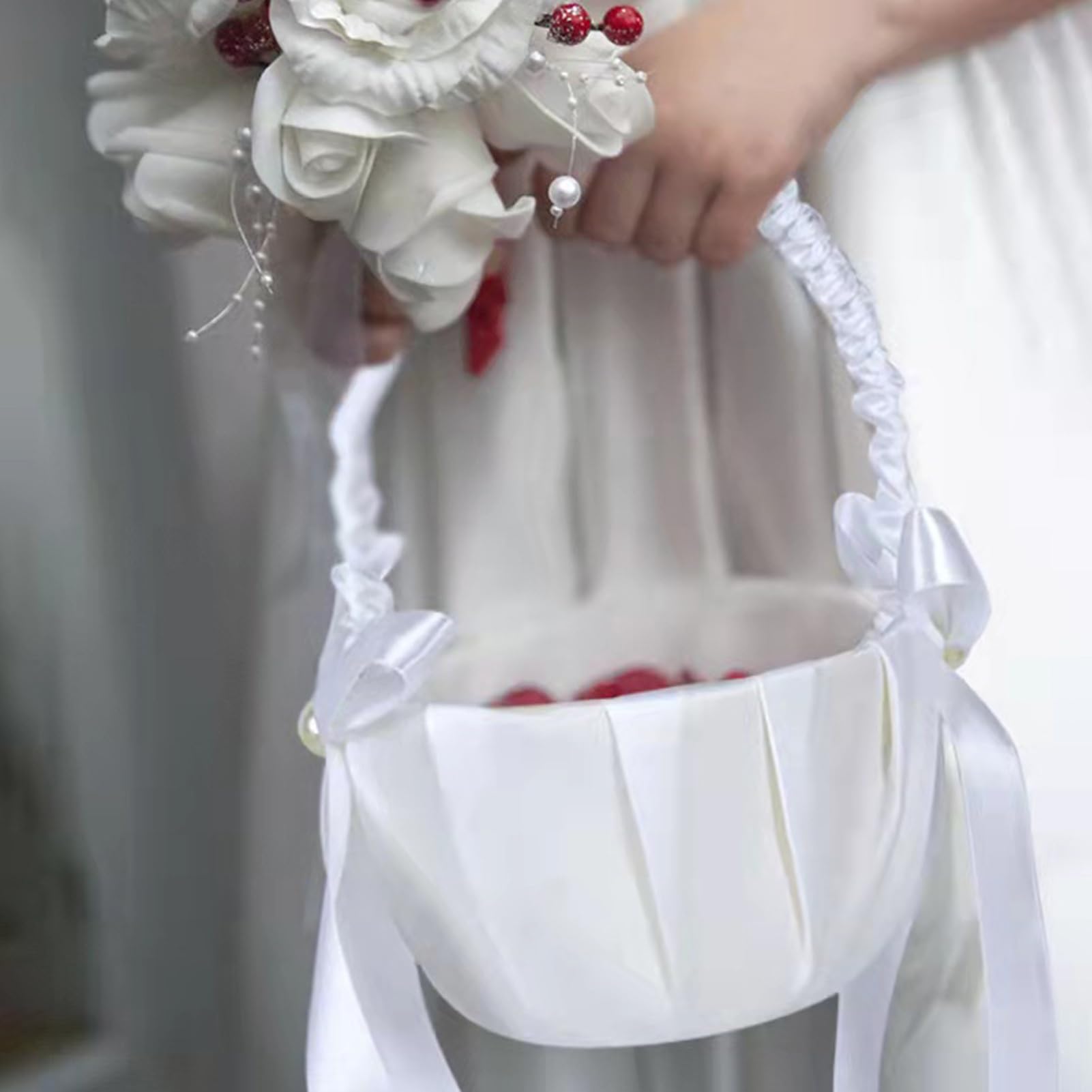 20 x 13 cm, cestino per fiori per matrimonio, matrimonio, ragazza, cestino per fiori in raso