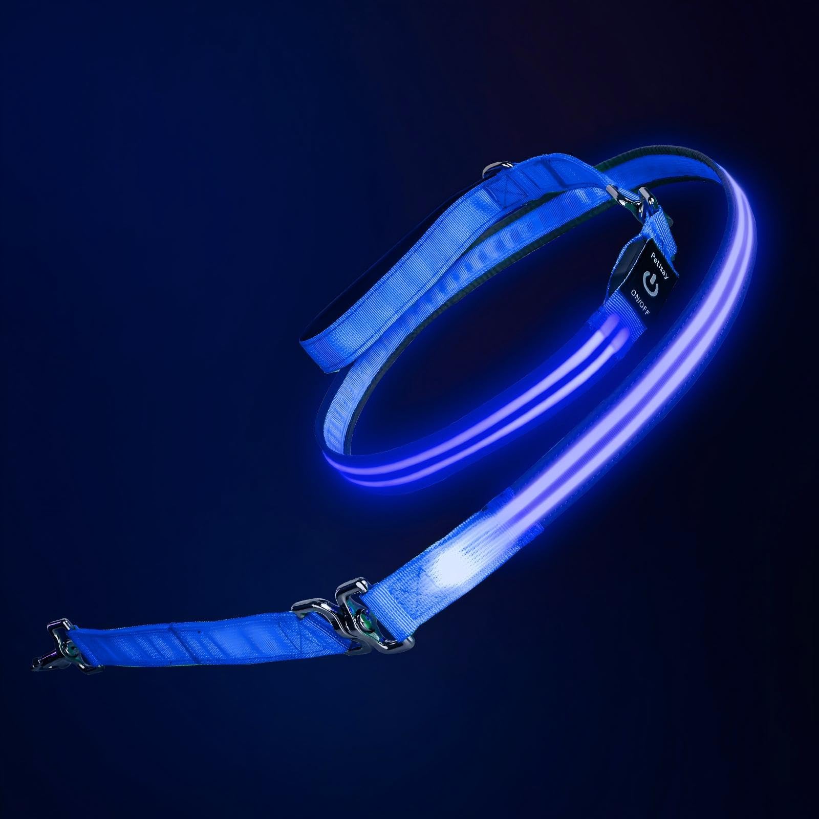 Laisse pour chien lumineuse bleu PetIsay protégez votre animal la nuit