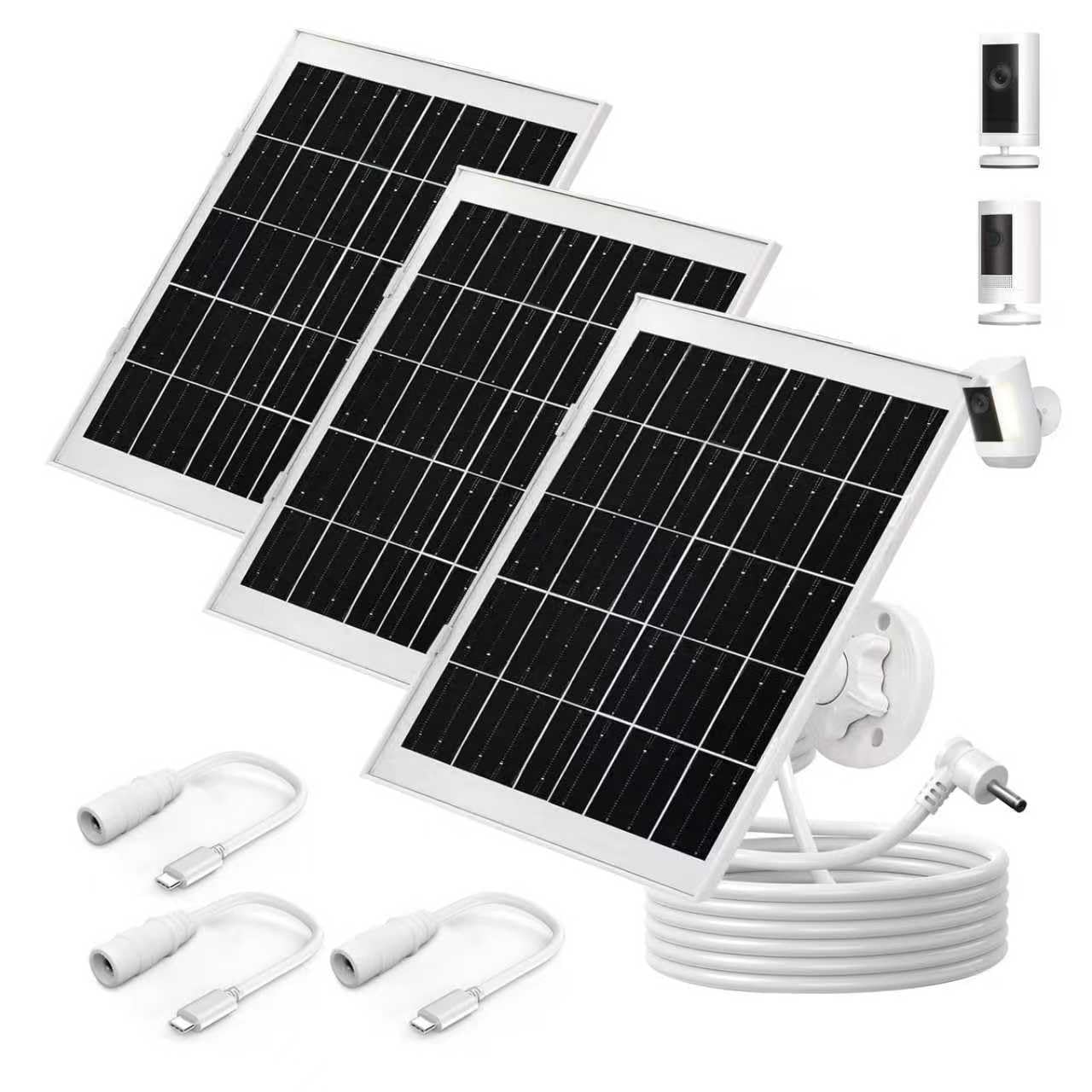 Panneau solaire Ring 7 W avec câble de 3.5 mm et adaptateur USB-C