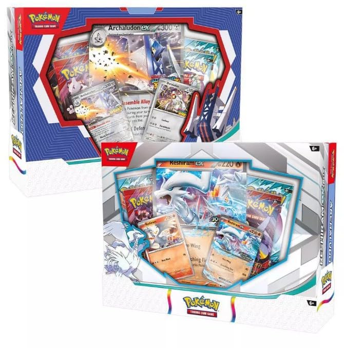 Amazon.com: Pokemon TCG Trading Card Game Boxes Reshiram ex and Archaludon  ex Box 2 Boxes, 4 Packs per Box and 2 Promo Cards with one Oversized Card :  Toys & Games