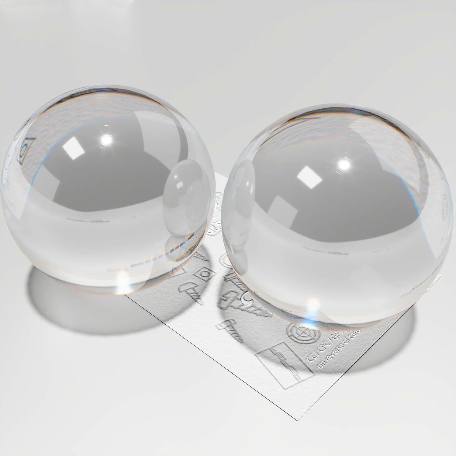 Caterpillar Red Clear 2X 40Mm Polished Plastic Sphere, Transparent Acrylic Solid Balls + Storage Pouch