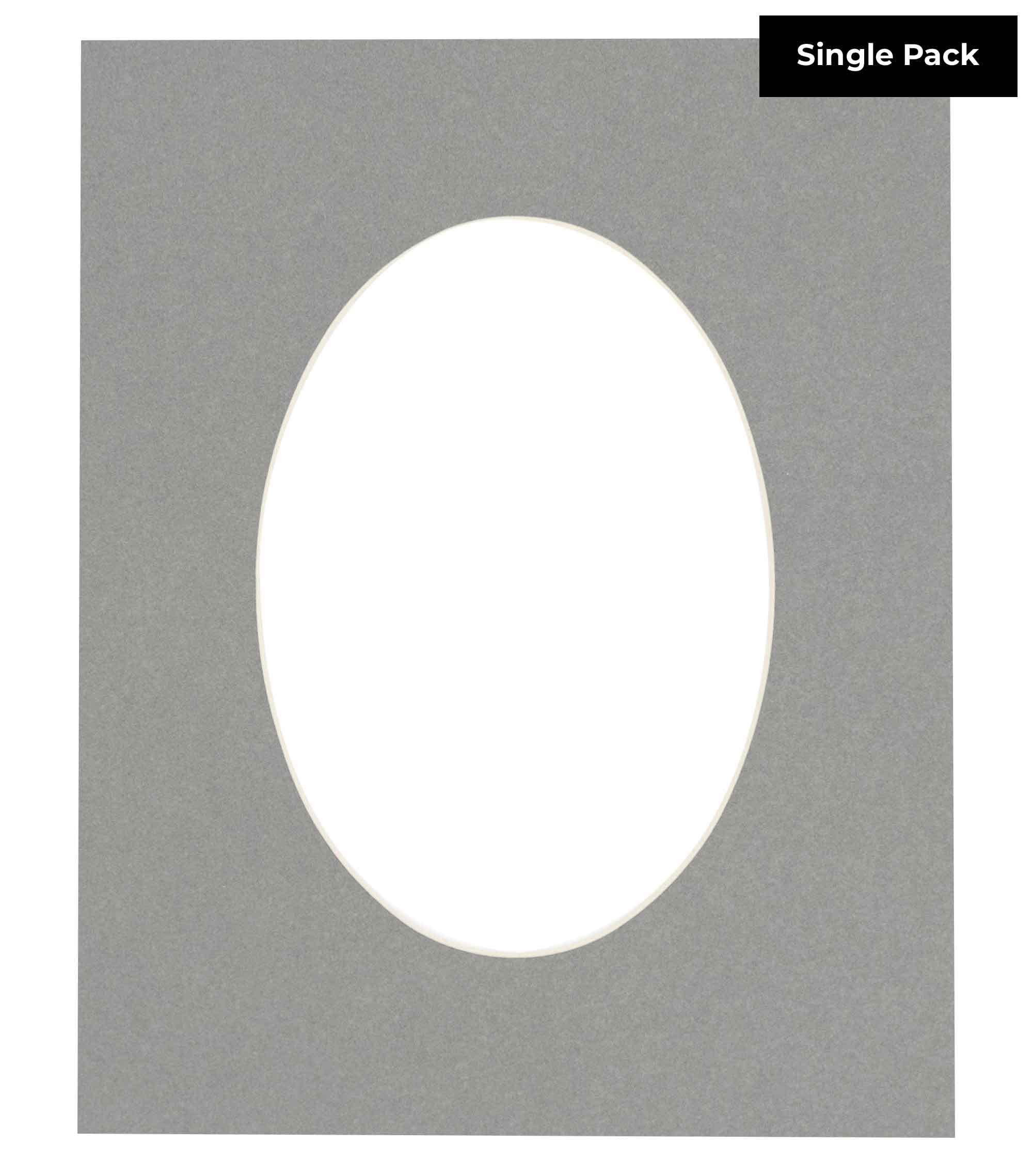 CountryArtHouse Mid Grey Acid Free 24x30 Oval Picture Frame Mat with White Core Bevel Cut for 20x24 Pictures - Fits 24x30 Frame - Pack of 1 Matboard Show Kit with Acid Free Backing & Clear Bag