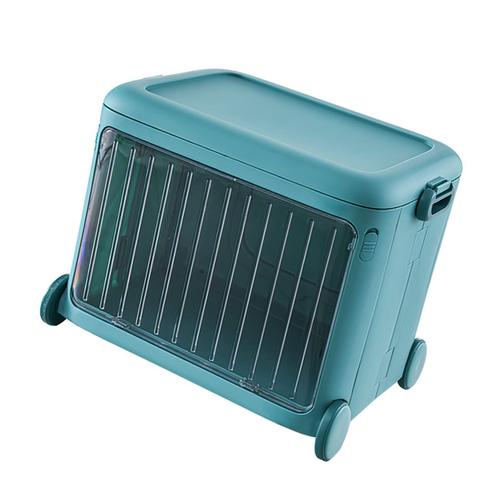 Cryfokt Contenitori Impilabili per Bambini Trasparenti e Mobili per Giocattoli, Libri, Snack - Contenitori in Plastica Resistenti e Pieghevoli con Ruote, Set da 1 (BLUE)