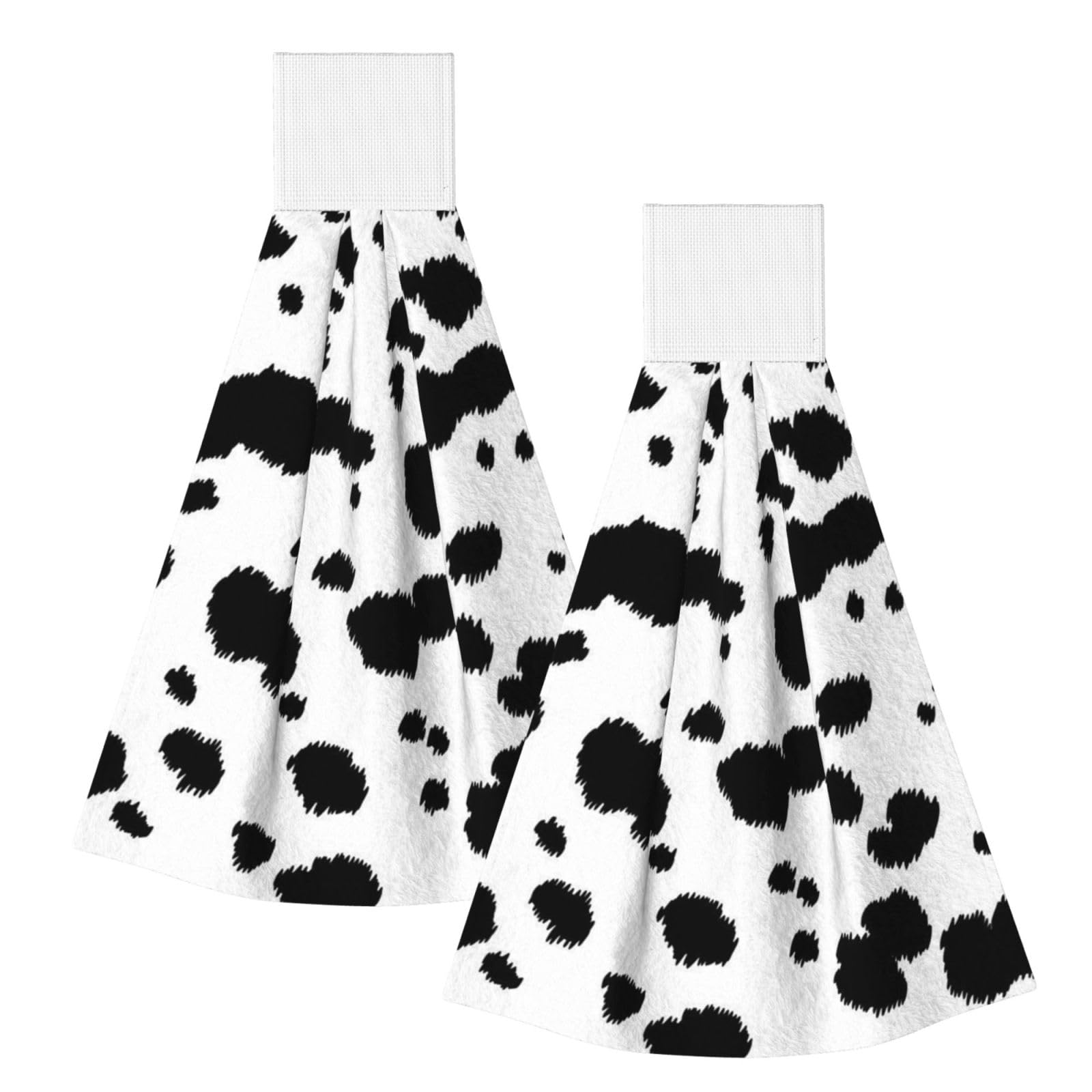 DOPKLNA Dalmatian Print, 2 Pcs Hanging Coral Fiber Hand Towels for Bathroom, Absorbent Kitchen Towels