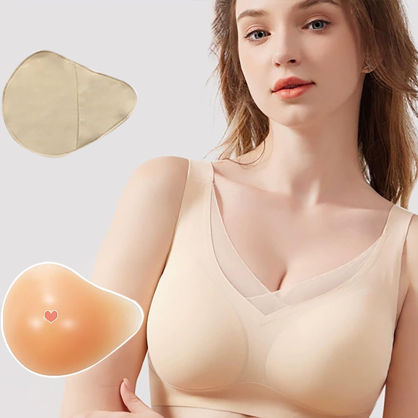 Generico Reggiseno Post Operatorio Mastoplastica per Protesi Mastectomia Contenitivo Reggiseni Con Tasca per Protesi Bra Senza Ferretto Taglie Forti per Cadente e Seno Grande