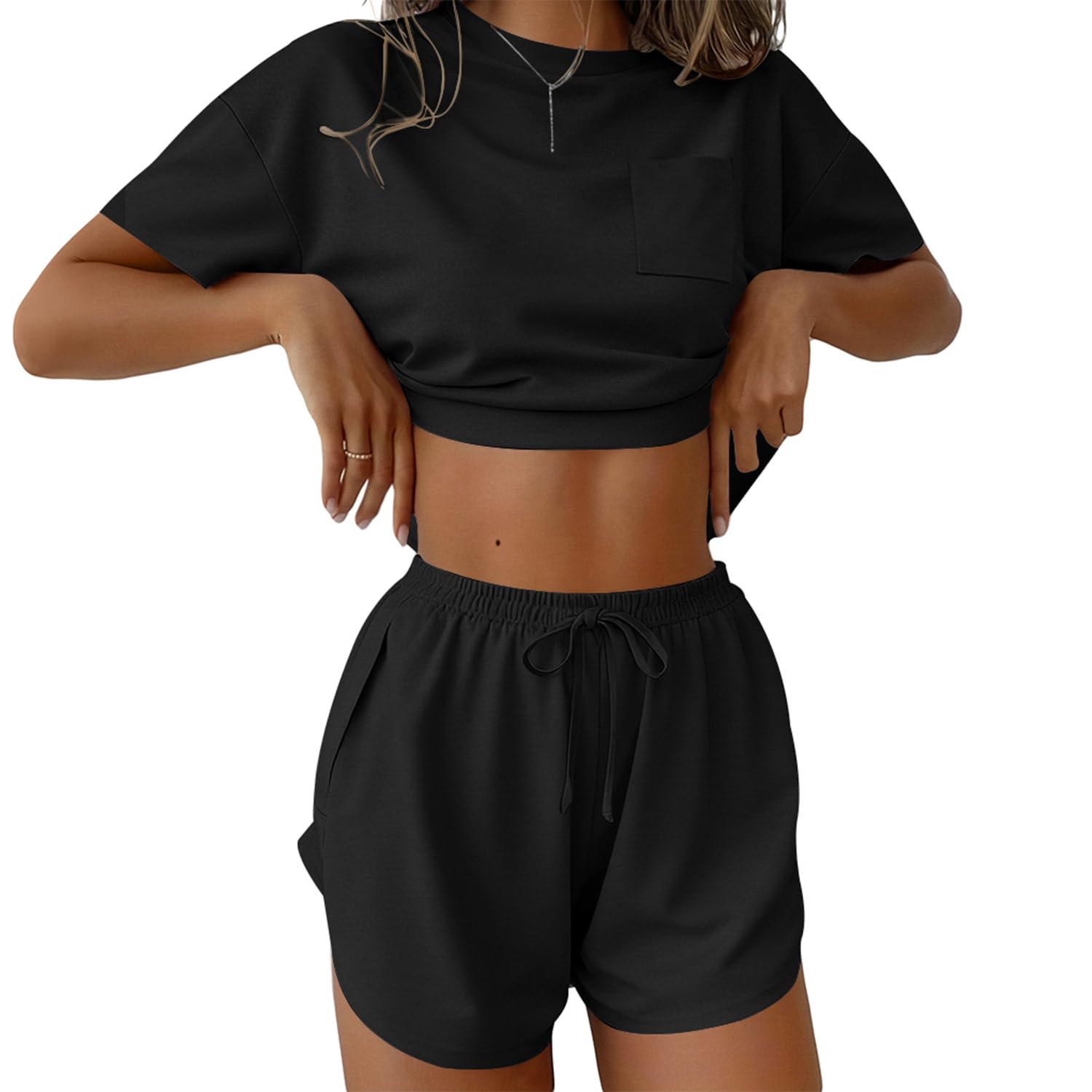Ekouaer Womens Pajama Sets Sexy Lounge Sets Side Split Short Pj Sets Cute Pjs 2 Piece Comfy Sleepwear