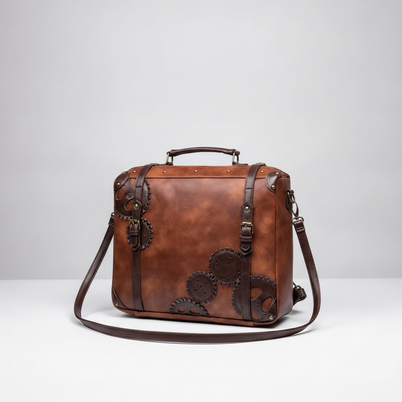 Harilla Bolso Bandolera Mujer Bolso Cruzado Mochila Bolsa Hombro Cartera Diseño Retro con Apliques Tipo Engranaje y Ribetes Múltiples Posiciones de Uso Adecuado para Ciudad Excursiones