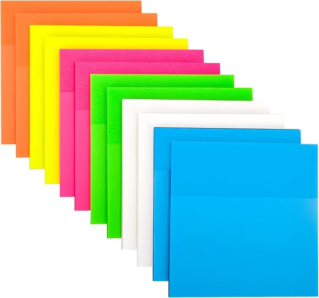 Transparent Sticky Notes Set for Books, TOYESS 600PCS 6 Colours Clear Sticky Tabs, Self-Stick Notes for Notes Taking and to Do List