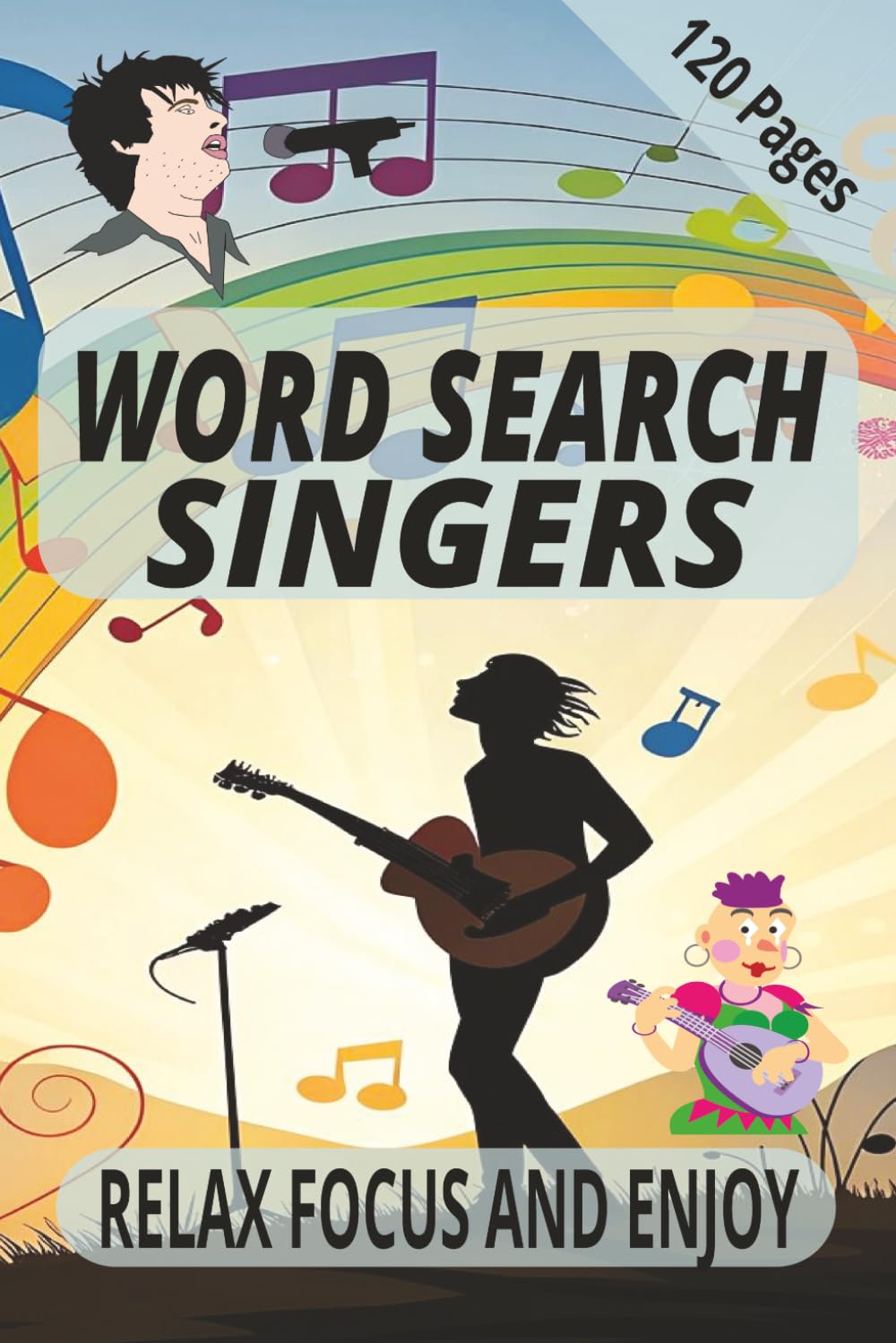 WORD SEARCH SINGERS: Word search, relax focus and enjoy the singers. Ideal gift. 6x9 Inches, 120 pages with 60 puzzles and plus solutions.
