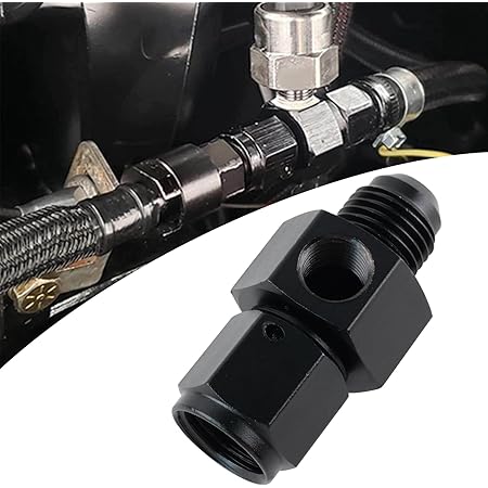 AN6 AN-6 Female-male Inc Inline Port 1/8 NPT Fuel Oil Pressure Gauge T Piece Adapter Black Kp9031 06 06 Black - Foto 4