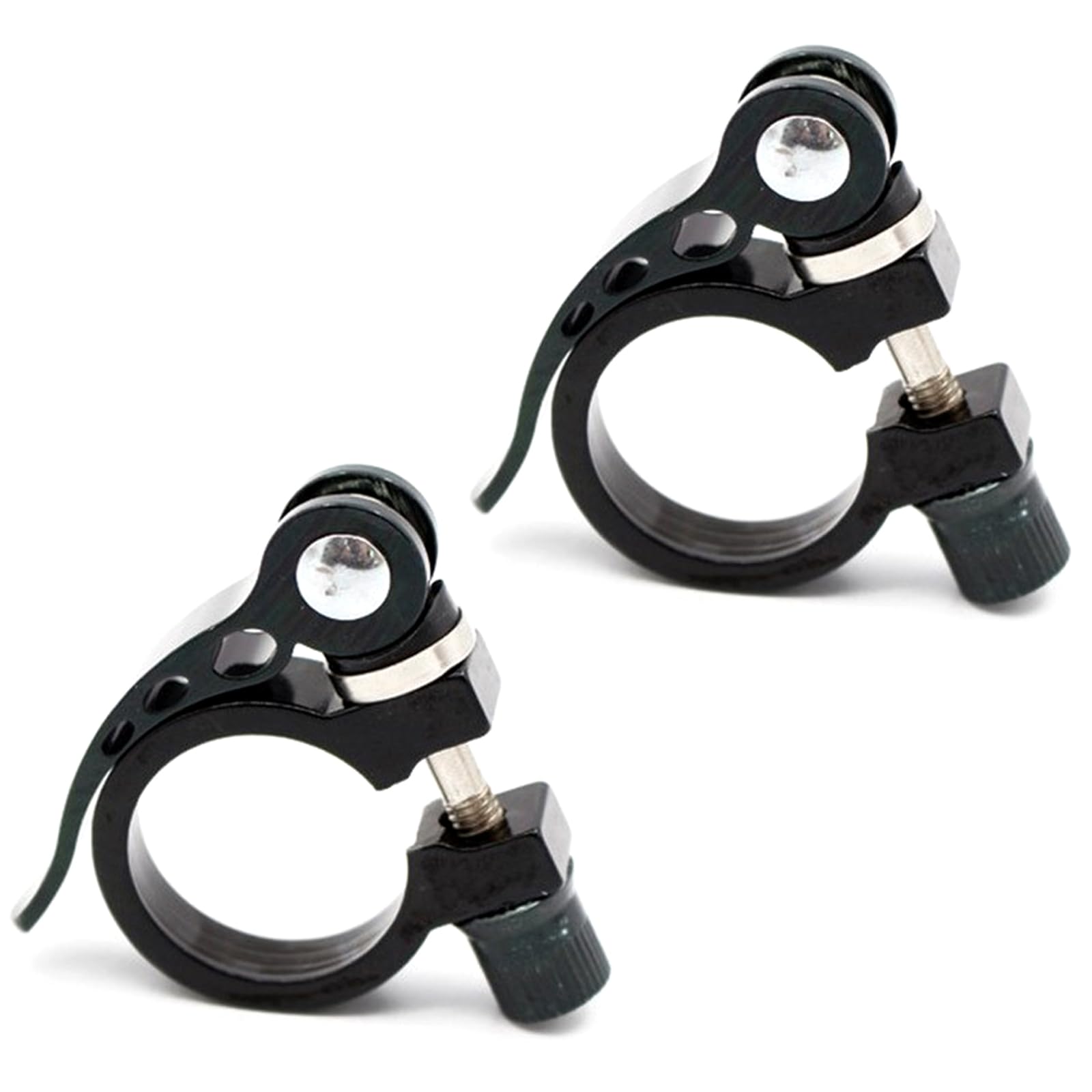 2-Piece Bicycle Seatpost Quick-Release Clamp Set - Aluminum Alloy Saddle Collar for 25.4/27.2/28.6/31.8mm Seat Tubes (Dual-Size Compatible)