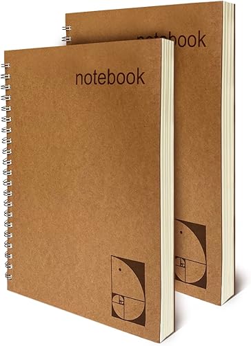 le vent Paquete de 2 cuadernos grandes de espiral de 8.5 x 11 pulgadas con papel grueso de 3.53 ozm, cuadrados, cuadrados, cuadrados, cuadrados,