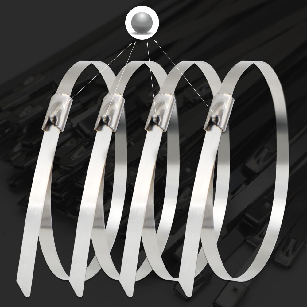 ケーブルタイツール ガン 8.2インチ ステンレススチール ケーブルタイツール 100個のステンレススチールケーブル付き ケーブルタイ 結束工具 幅4.8mm迄 HS-519