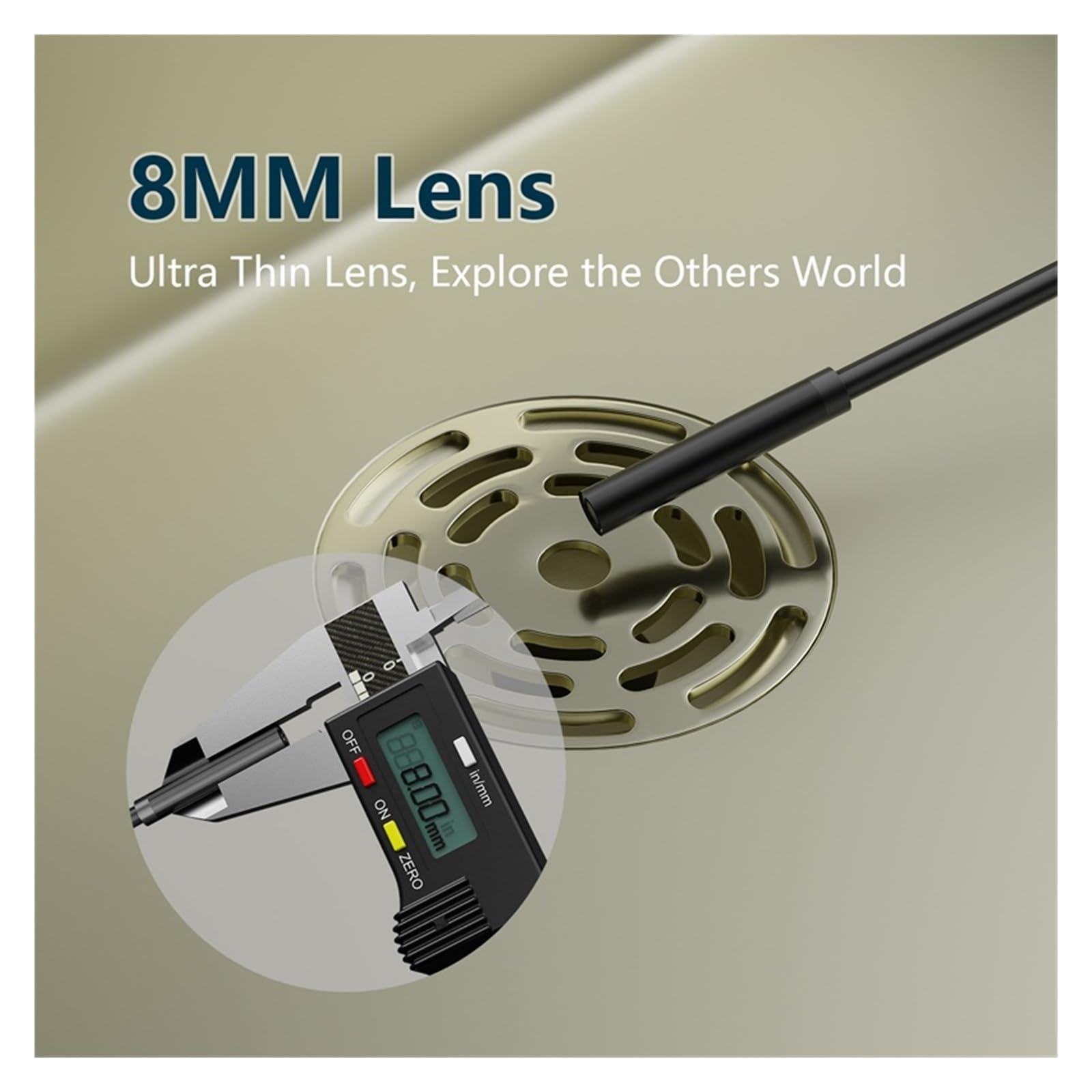 Endoscopio, Cámara endoscópica WiFi 1200P HD Lente Impermeable tubería inalámbrica inspección por boroscopio Industrial Coche(1m,Hard Cable)