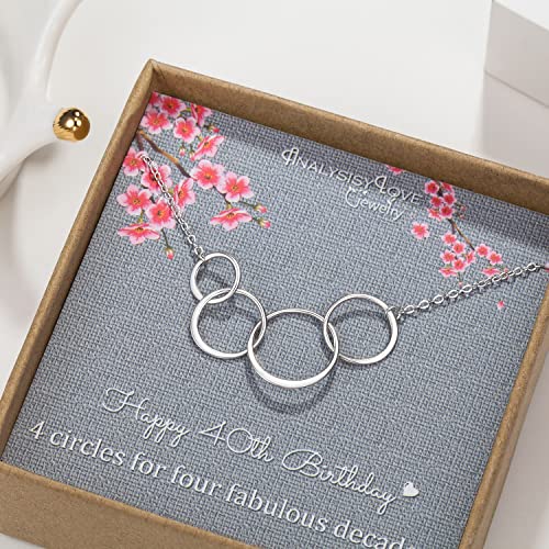 40th Birthday Gifts for Women - Sterling Silver Infinity 4 Circle 4 Decades Necklace, Mothers Day Jewelry Mom Gift2