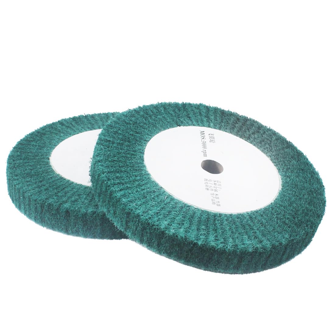 2 Pcs 8'' Non-Woven Buffing Polishing Wheels | 240 Grit Wire Drawing Abrasive Flap Wheels for Die/Bench Grinder ( Green )