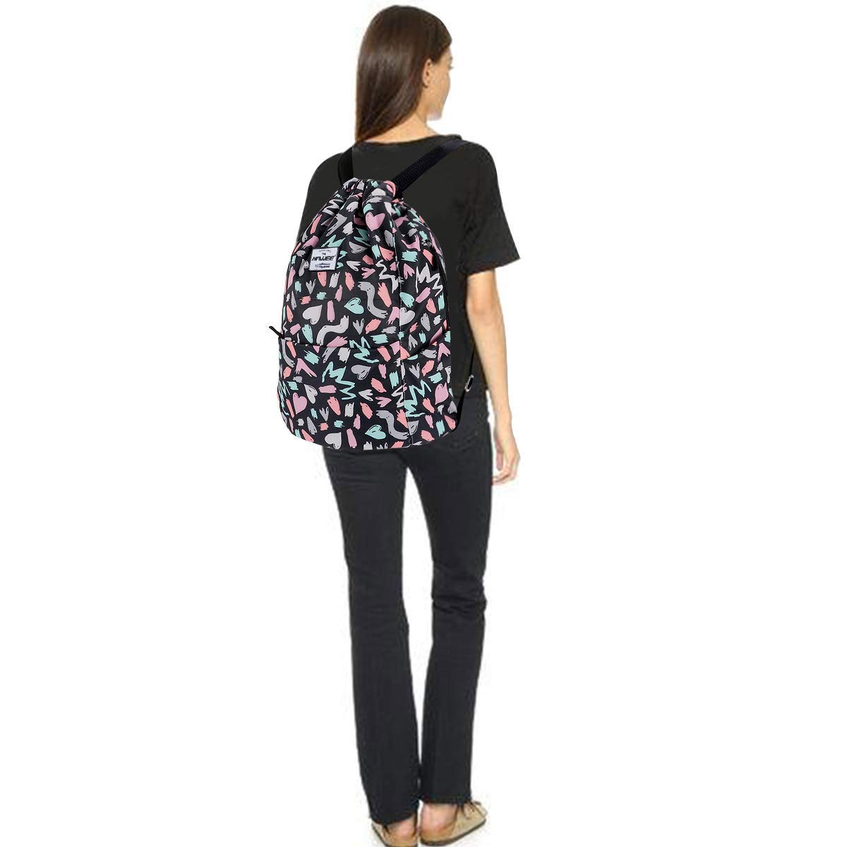 Impermeable Casual Mochila con Cordón Grande Deporte Bolso de Gimnasia Mochila de Cuerda Unisex para Mujer Hombre Vida Cotidiana Aire Libre Yoga Escuela Playa Nadar — view 7