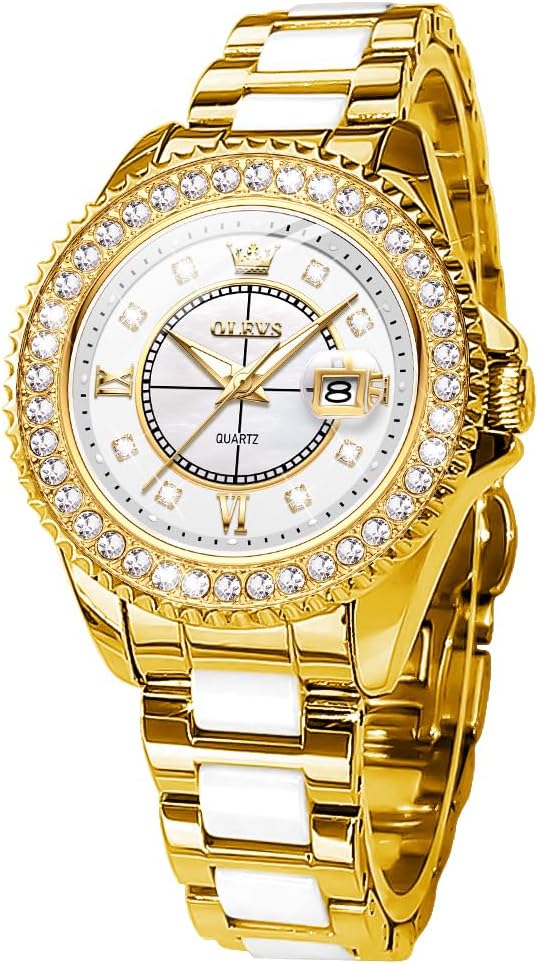 OLEVS Women's Rose Gold Automatic Watches Skeleton Mechanical Ladies Elegant Luxury Wristwatch Diamond Ceramic Band Butterfly Self Winding Dress Watch