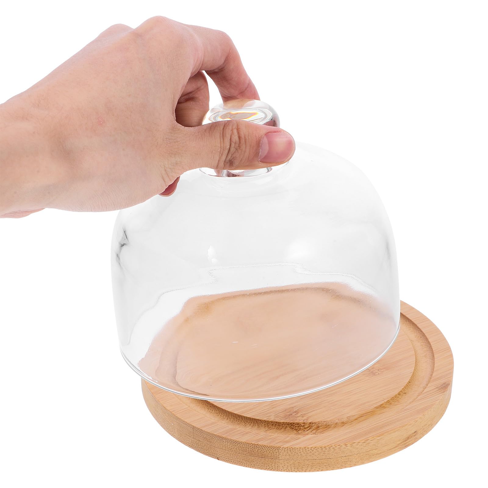 MAGICLULU Plateau à Gâteau Cloche en Verre et Support en Bois Ensemble de Mini Présentoirs pour Fruits, Desserts et , Adapté aux Occasions Spéciales