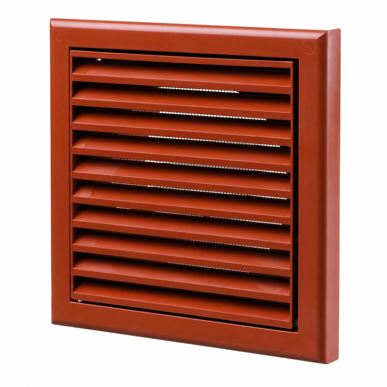 Vents 150mm Terracotta Fixed Blade Vent Grille with Fly Mesh – 185 x 185mm Diameter Vent for Bathroom & Kitchen Ventilation