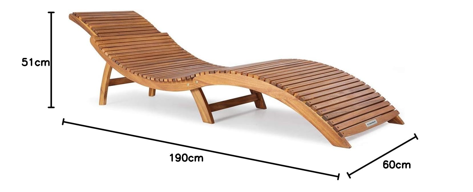 Casaria® Sonnenliege Klappbar Holz FSC®-Zertifiziert 320kg Belastbarkeit 190x60cm Tragegriff Kofferfunktion Garten Balkon Terrasse Gartenliege Klappliege Akazie